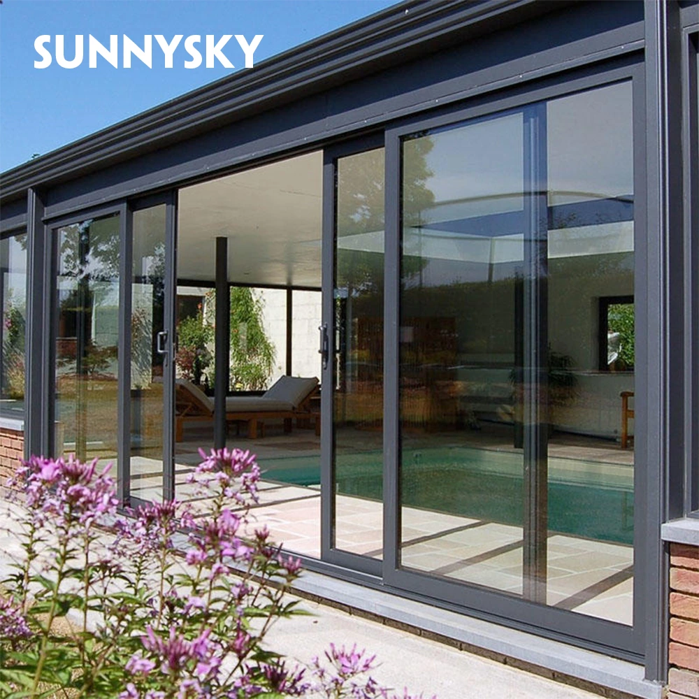Exterior patio insulated aluminum sliding double glazed Low-E glass sliding doors