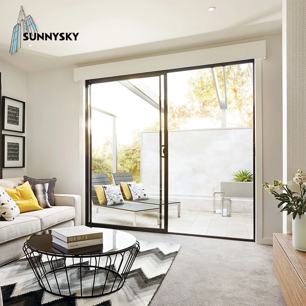 Exterior patio insulated aluminum sliding double glazed Low-E glass sliding doors