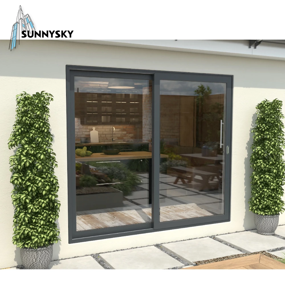 Exterior patio insulated aluminum sliding double glazed Low-E glass sliding doors