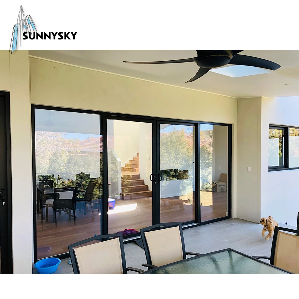 Exterior patio insulated aluminum sliding double glazed Low-E glass sliding doors