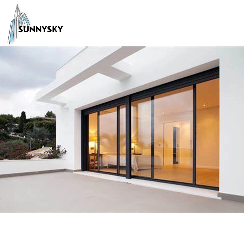 Exterior patio insulated aluminum sliding double glazed Low-E glass sliding doors