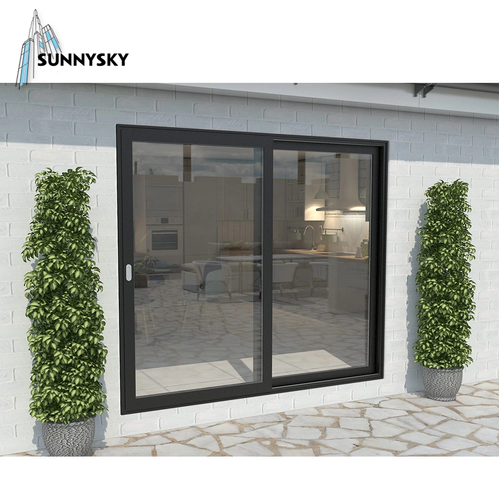 Exterior patio insulated aluminum sliding double glazed Low-E glass sliding doors