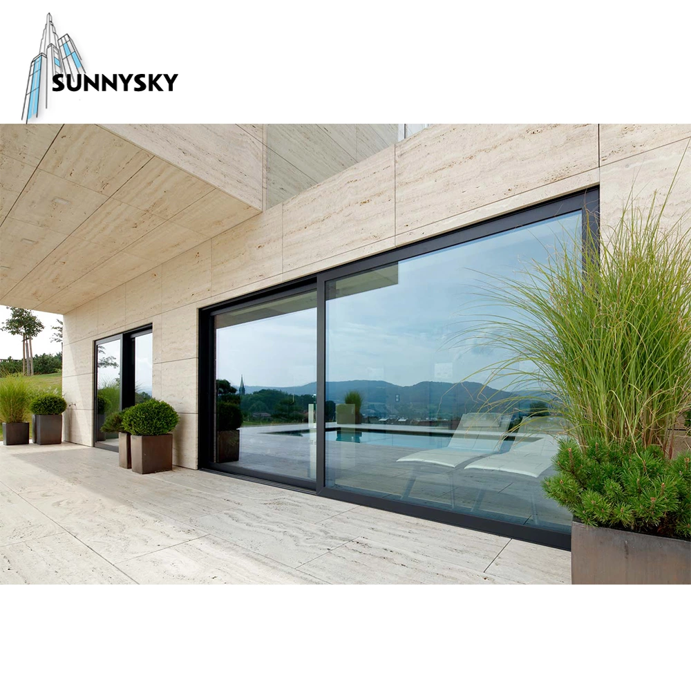 Exterior patio insulated aluminum sliding double glazed Low-E glass sliding doors