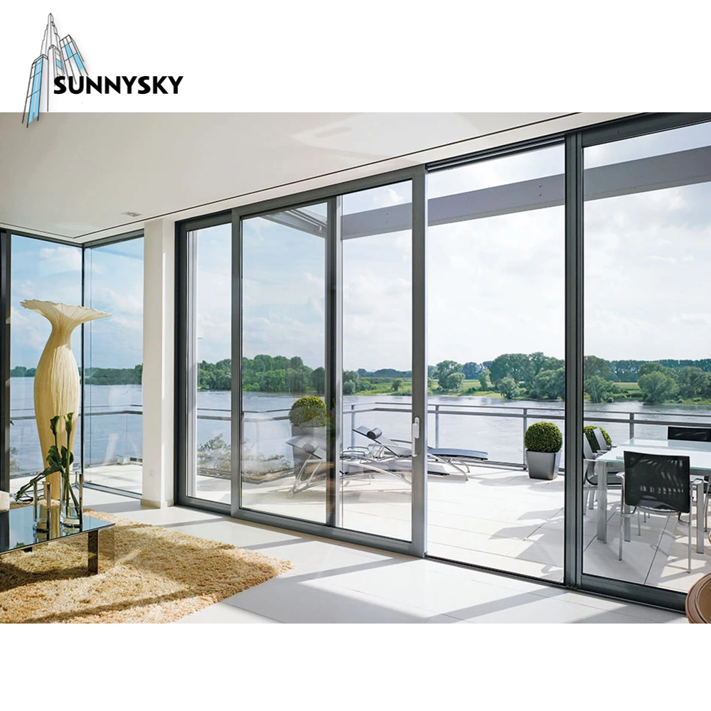 Exterior patio insulated aluminum sliding double glazed Low-E glass sliding doors