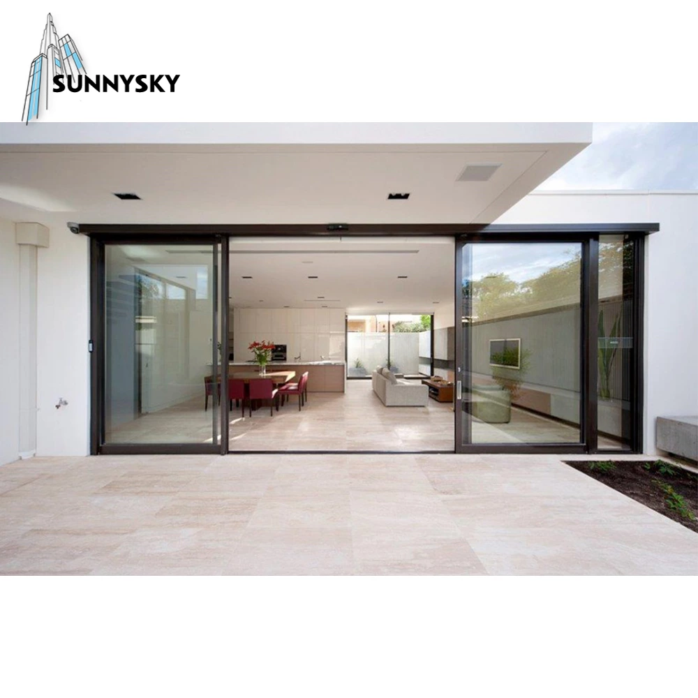Exterior patio insulated aluminum sliding double glazed Low-E glass sliding doors