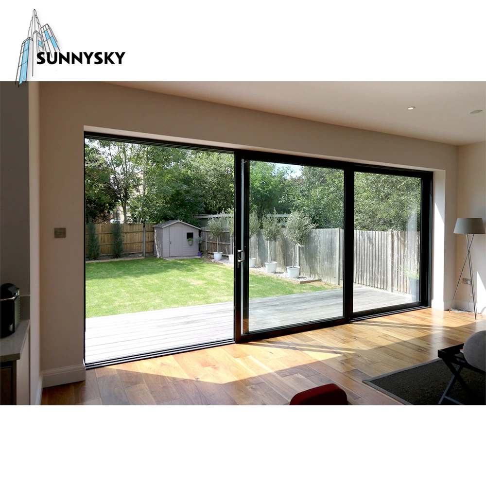 Exterior patio insulated aluminum sliding double glazed Low-E glass sliding doors