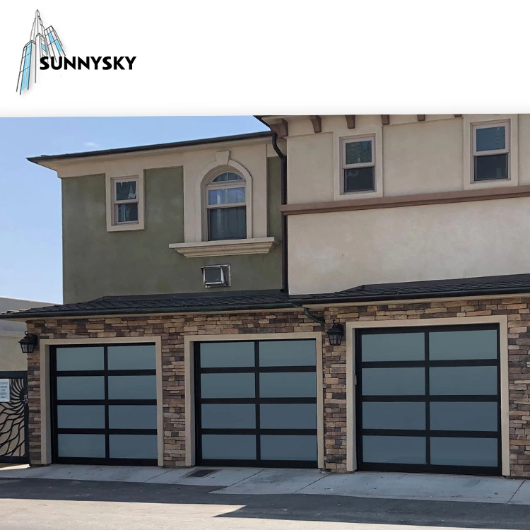 Customized glass panel aluminum frame insulated clear glass garage door