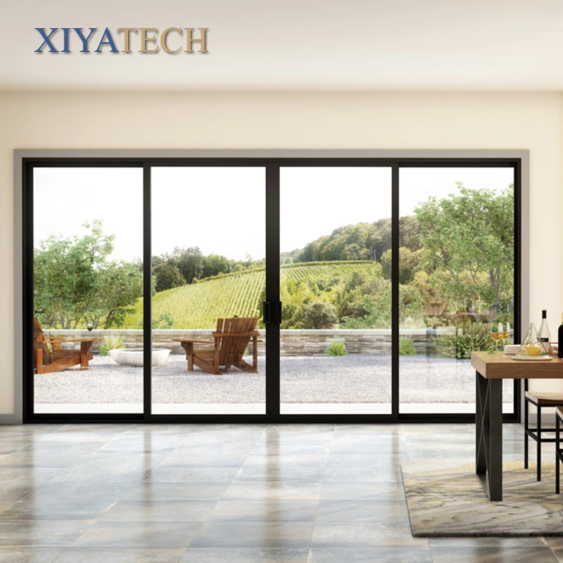 Exterior patio insulated aluminum sliding double glazed Low-E glass sliding doors