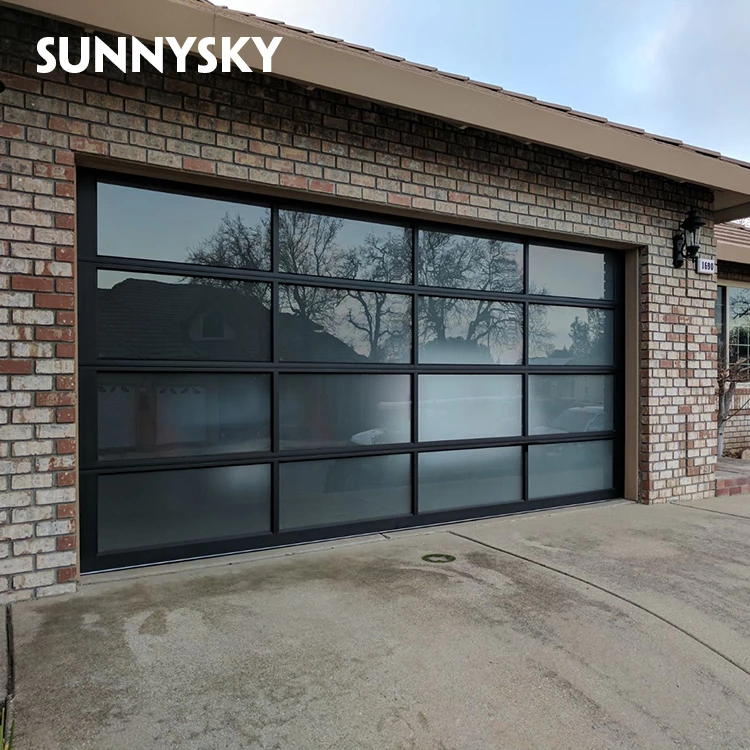 Customized glass panel aluminum frame insulated clear glass garage door