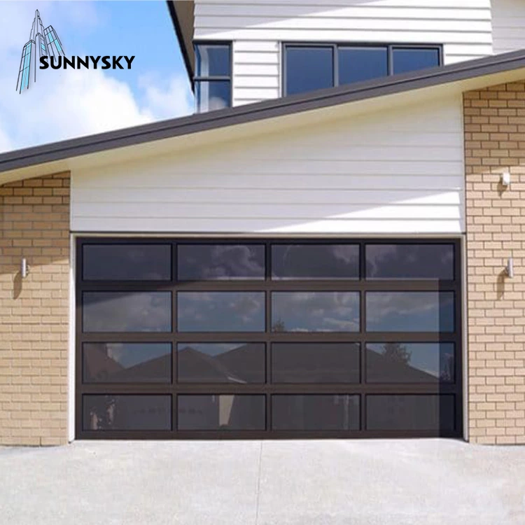 Customized glass panel aluminum frame insulated clear glass garage door
