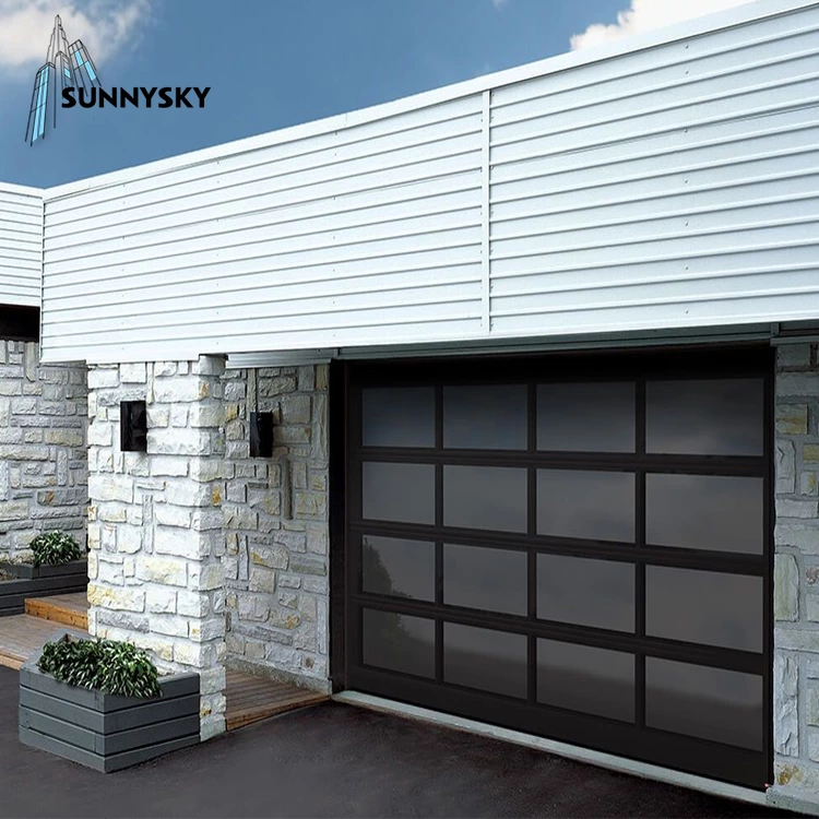 Customized glass panel aluminum frame insulated clear glass garage door