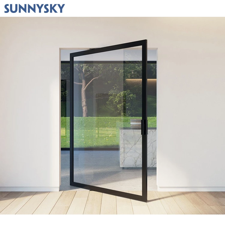 Sunnysky Modern Design Decorative Excellence Quality Pivot Door Entry Front Security Steel Doors