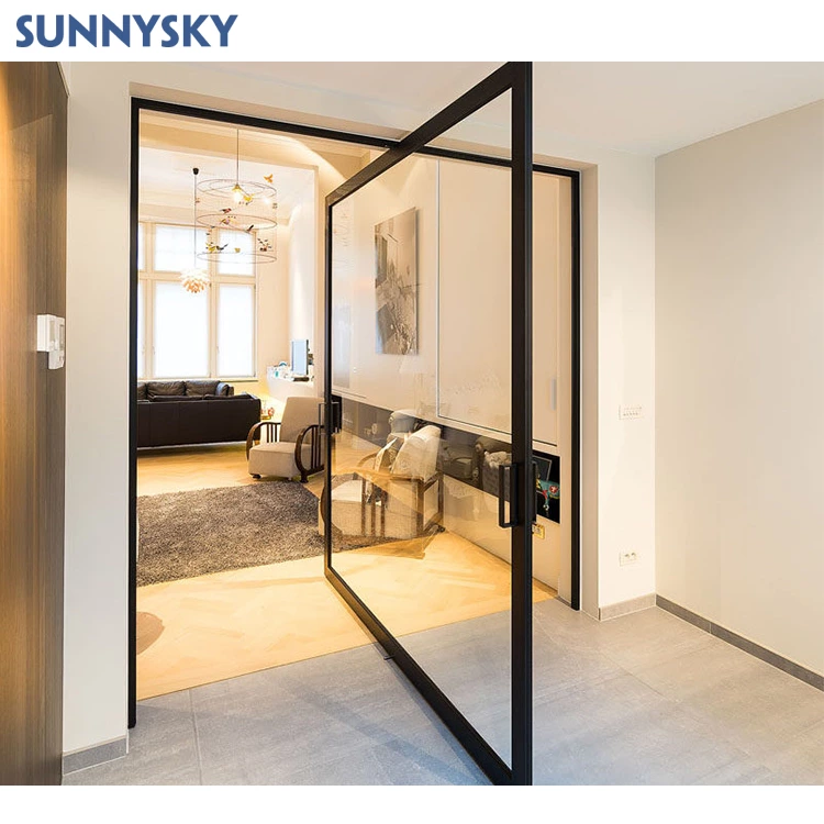 Sunnysky Modern Design Decorative Excellence Quality Pivot Door Entry Front Security Steel Doors
