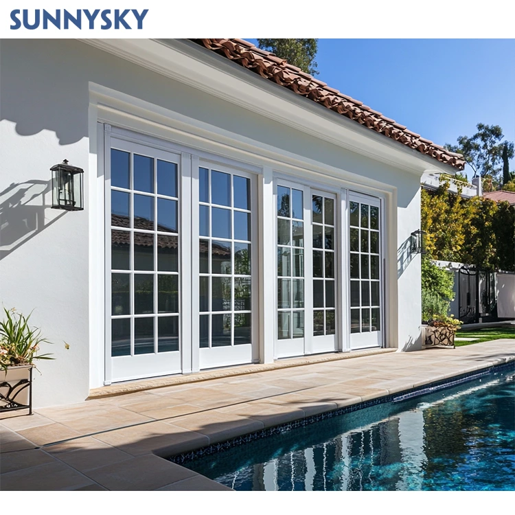 Hot Selling New Style Hurricane Proof Patio Swing Doors Aluminum Glass French Doors With Low Price