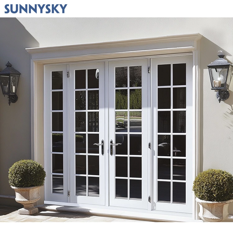 Hot Selling New Style Hurricane Proof Patio Swing Doors Aluminum Glass French Doors With Low Price