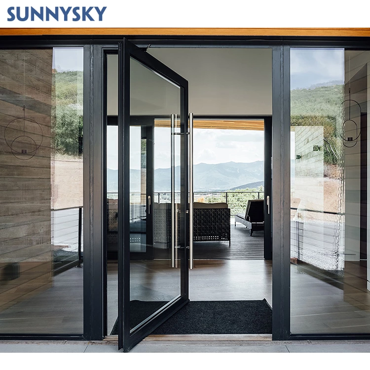 Sunnysky Modern Design Decorative Excellence Quality Pivot Door Entry Front Security Steel Doors