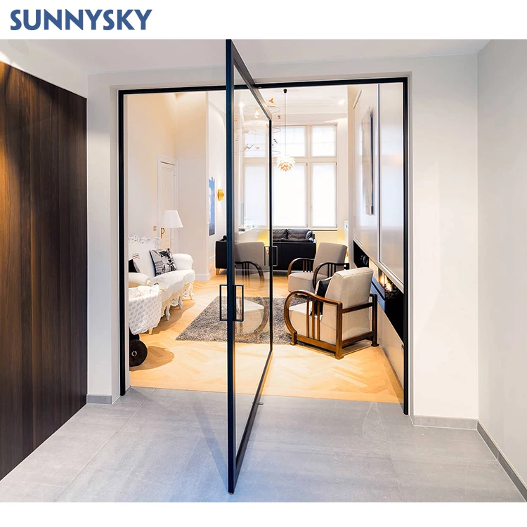 Sunnysky Modern Design Decorative Excellence Quality Pivot Door Entry Front Security Steel Doors