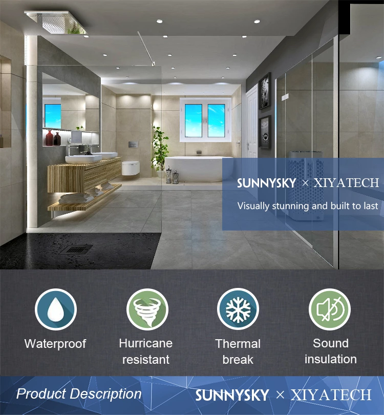 Sunnysky Hotel Sliding Shower Doors Bathroom Enclosure Home Villa Black Aluminum Shower Enclosure Sliding 8mm Glass Shower Door Screen