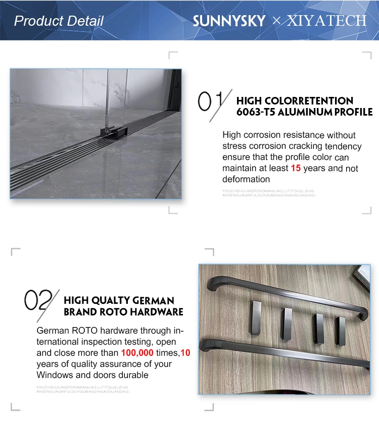 Sunnysky Hotel Sliding Shower Doors Bathroom Enclosure Home Villa Black Aluminum Shower Enclosure Sliding 8mm Glass Shower Door Screen