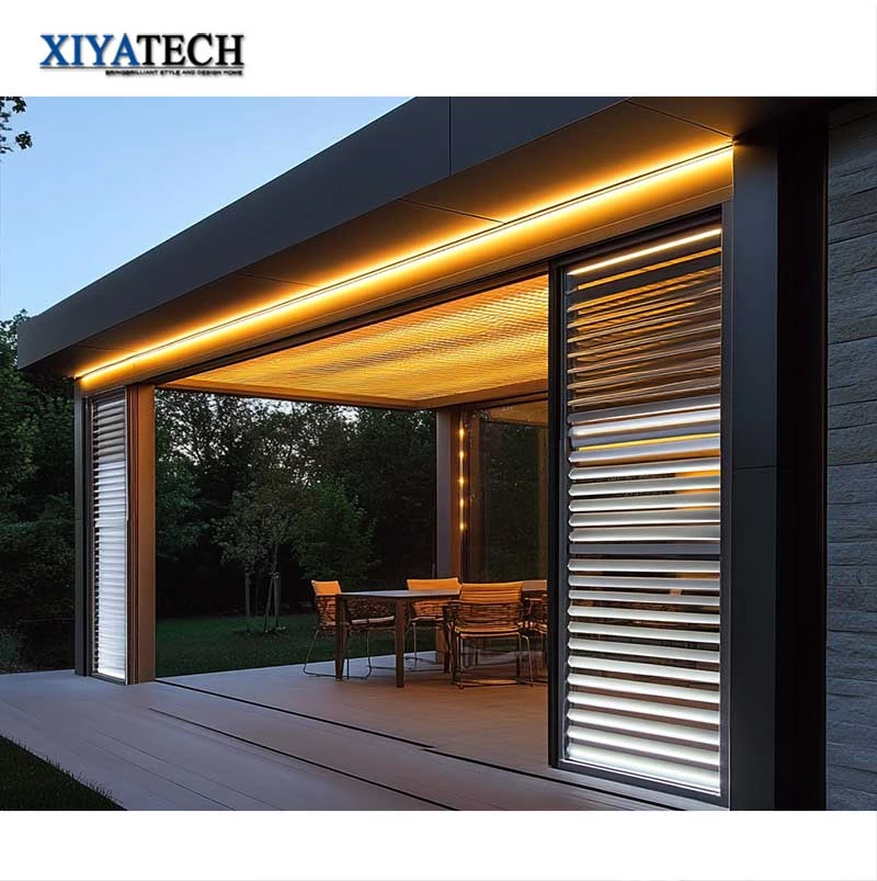 Sunnysky 10x10 13x10 13x13 20x13 Ft Aluminium Garden Pergola Outdoor Waterproof Louvered Pergola Bioclimatica Electric Modern Pergola