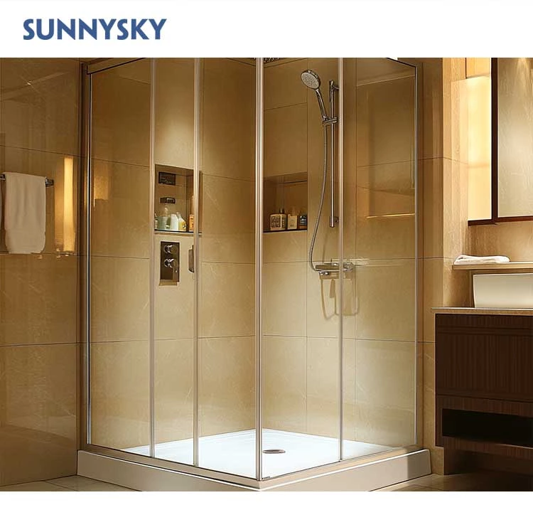Sunnysky Design 3/8'' 1/2'' Frameless Tempered Glass Shower Door Showers Enclosure For Bathroom Bedroom Apartment Hotels