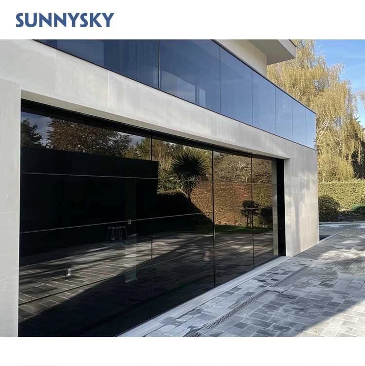 Sunnysky Modern High Quality Frameless Glass Garage Door Tempered Glass Electric Automatic Garage Door