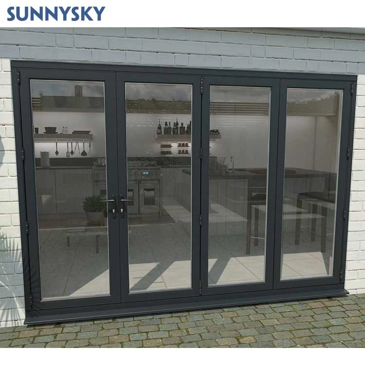 Sunnysky Factory Direct Sales Windproof Exterior Folding Door Commercial Glass Folding Door
