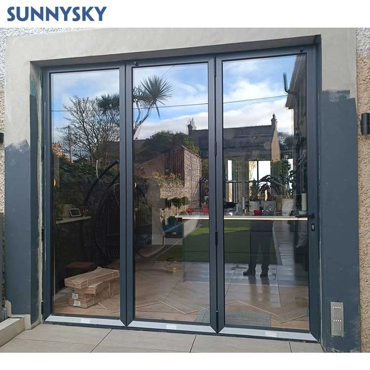 Sunnysky Customized Outdoor Luxe Bi Fold Doors Interior for Home Living Room Glass Folding Door Aluminum Soundproof door