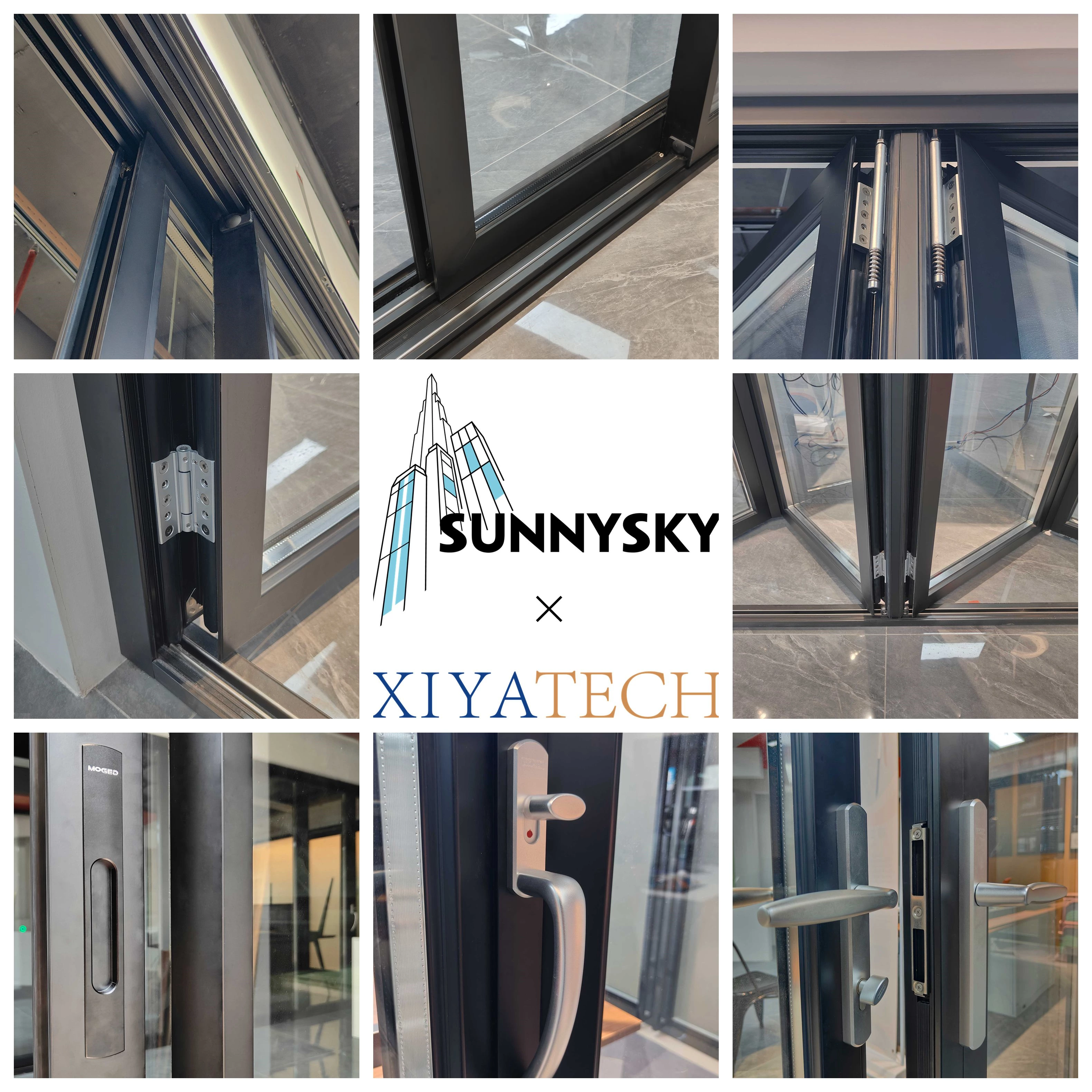 Sunnysky NFRC Aluminum Double Tempered Glass Sliding Door NFRC AS2047 Balcony Courtyard Avoid Hurricane Impact Sliding Door