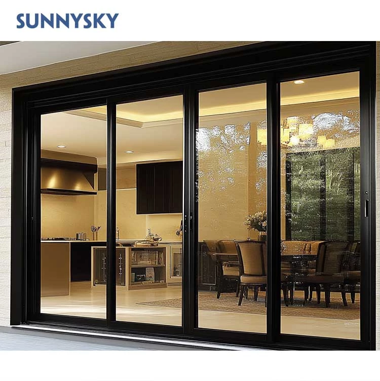 Sunnysky NFRC American Soundproof Slide Door Outdoor Terrace Balcony Low E Glass Thermal Break Aluminium Patio Glass Sliding Doors