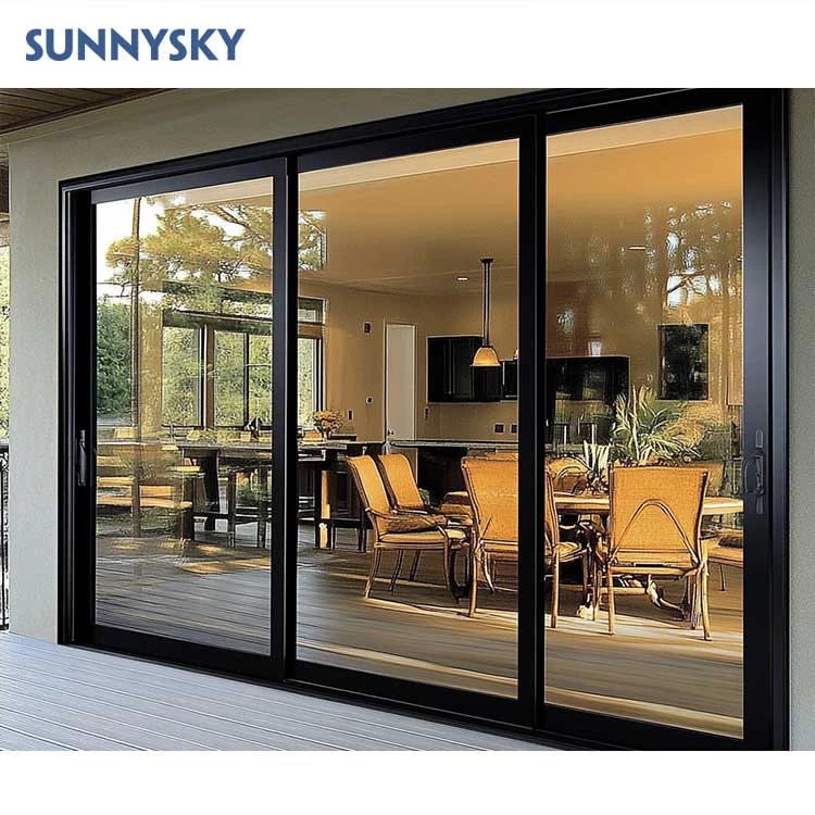 Sunnysky NFRC Modern Outdoor Aluminum Sliding Door for Kitchen Entry Living Room Garden Garage Dining Bedroom Fiberglass Application