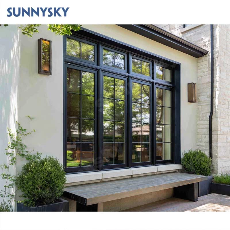 Sunnysky NFRC Hurricane Proof High Impact Black Aluminum Thin Profile Aluminium Windows And Doors Fixed Window