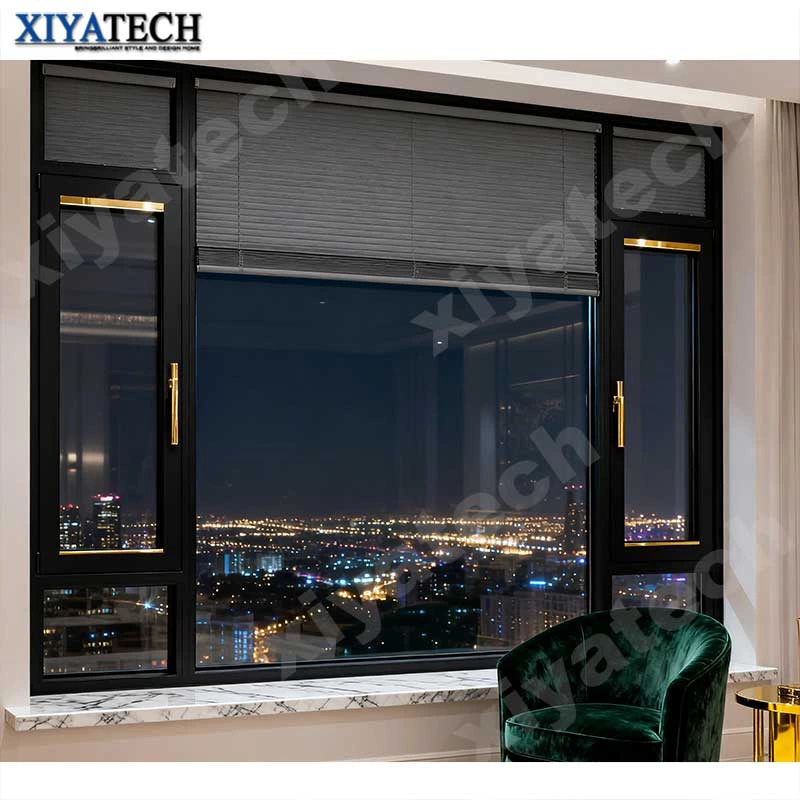 Sunnysky AS2047 Factory Price Professional Manufacture Picture Black Aluminum Frame Full View Window Casement Windows