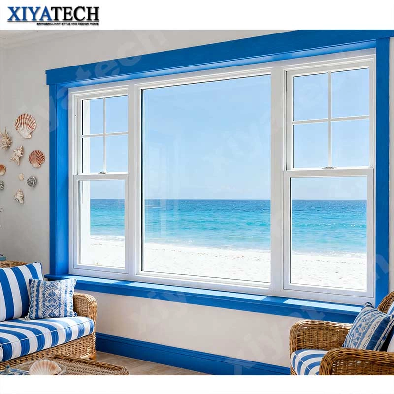 Sunnysky OEM ODM Modern Residential Aluminum Picture Window Big Fixed Insulated Glass Windows with Two Small Hung Windows