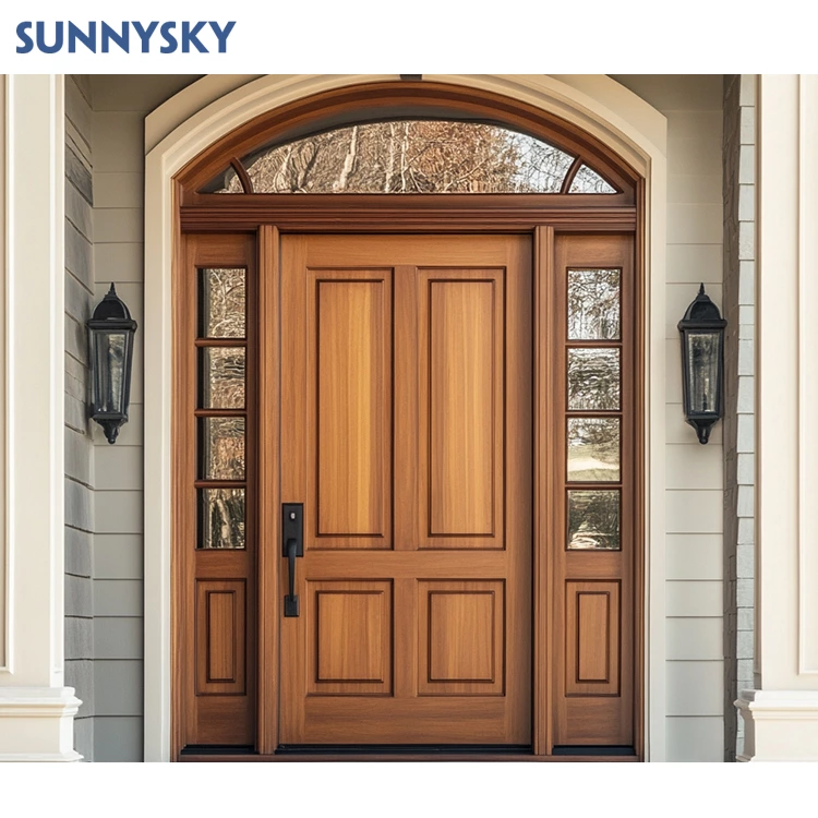 Sunnysky Modern Design Internal Fire Wooden Doors Apartment Wood Grain Transfer Fireproof Door Fire Rated Door for Apartment and School