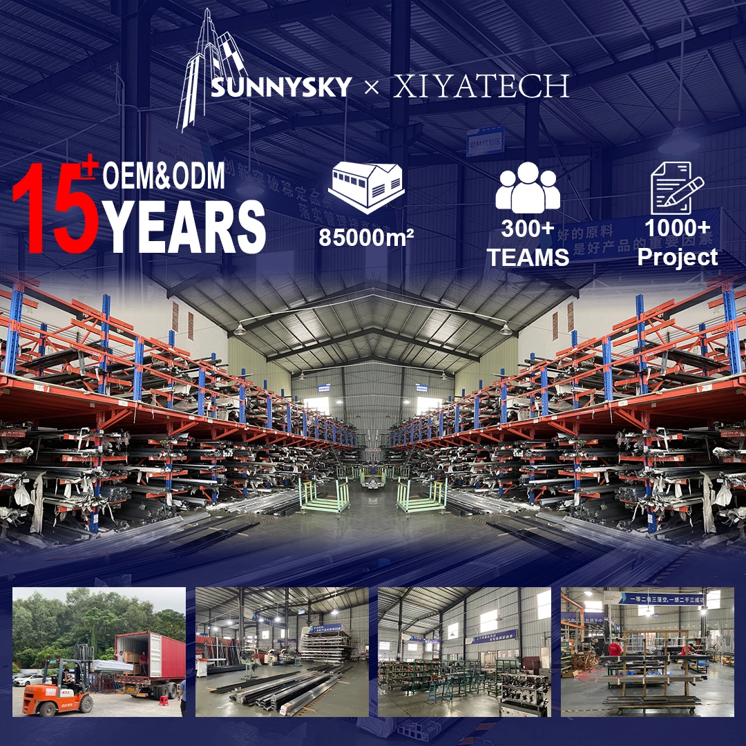 Sunnysky Security Exterior Front Double Entry Black Front Entrance Wrought Solid Iron Glass Door For House