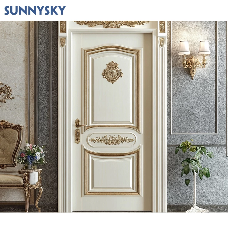 Sunnysky Modern New Designs Bedroom Interior Melamine Models Solid Wooden Door for House