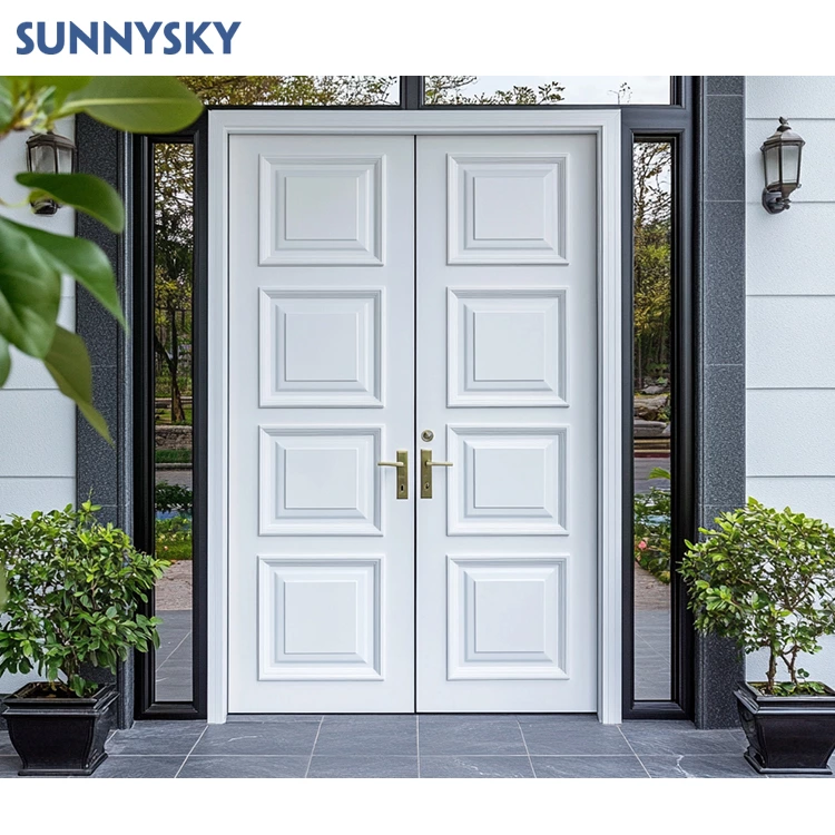 Sunnysky New Custom Sizes and Colors-paint Colors Wood Doors Simple Teak Wood Front Door Design Wooden Door Design Catalogue