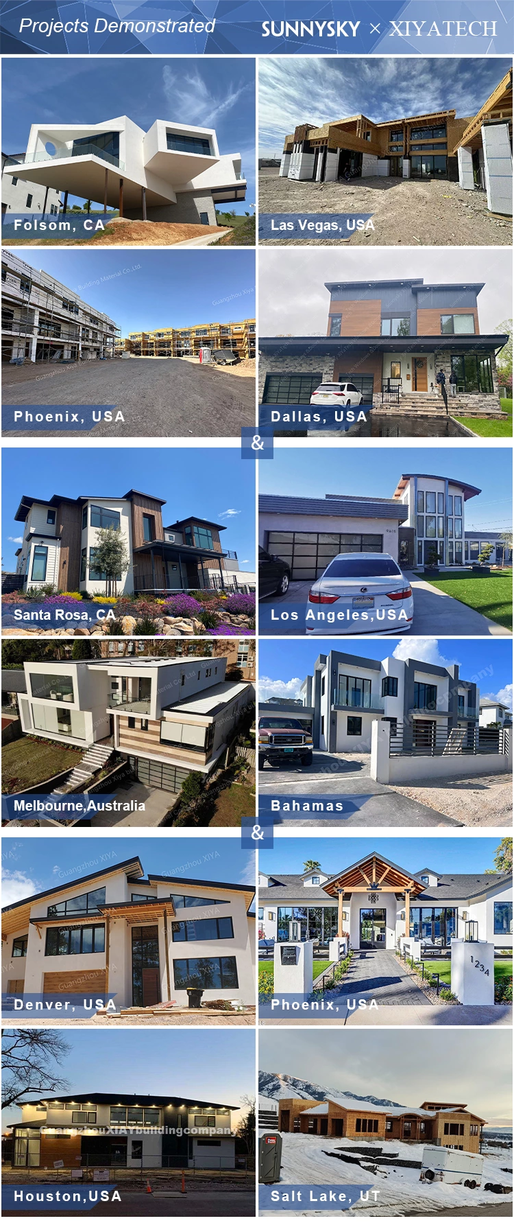 Sunnysky AS2047 Factory Price Professional Manufacture Picture Black Aluminum Frame Full View Window Casement Windows