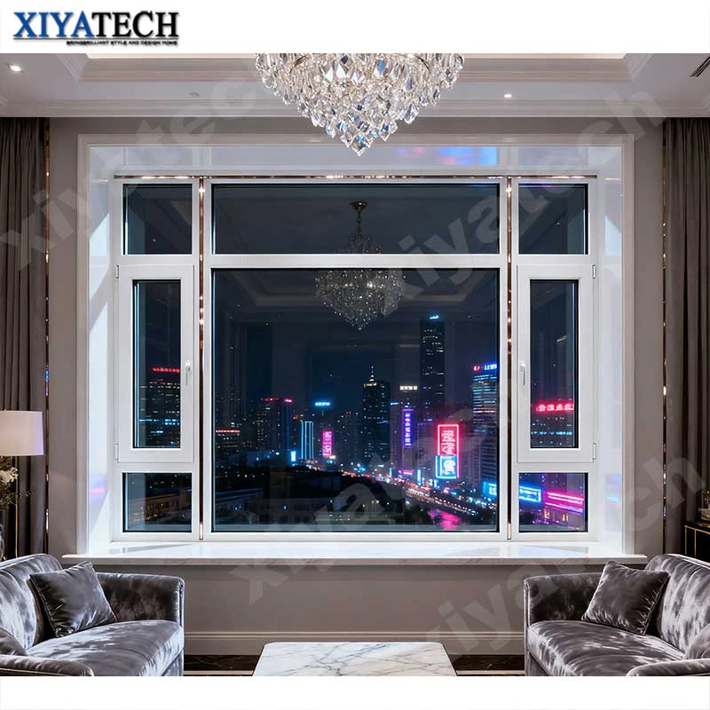 Sunnysky AS2047 Australian Big Picture Black Panoramic Double Glazed Casement Window Floor to Ceiling Fixed Commercial Windows