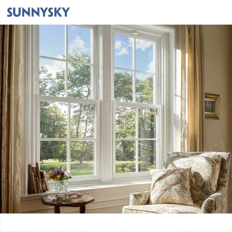 Sunnysky NFRC Wholesale Vertical Sliding Double Hung Windows Soundproof Double Hung Screen Windows