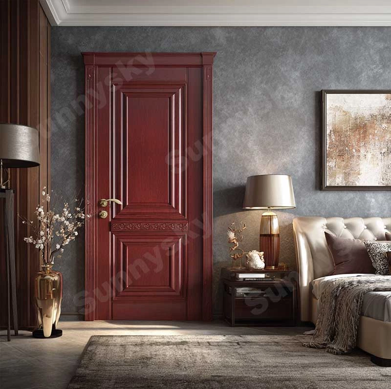 Sunnysky Factory Wholesale Residential Bedroom Soundproof Waterproof Wooden Door Designs Slab Interior Doors for Houses