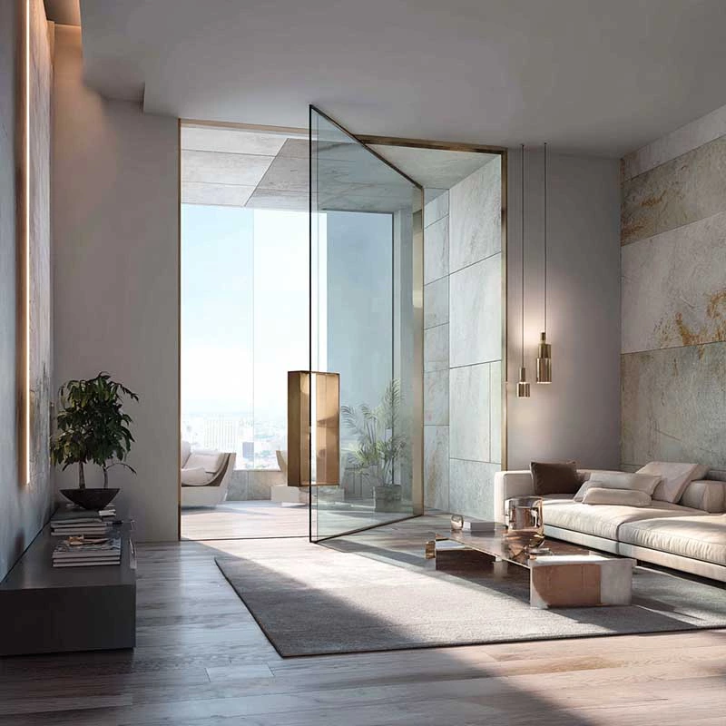 Sunnysky Design American Style Contemporary Modern Main Entrance Aluminum Pivot Doors for Houses Modern Exterior Main Pivot Door